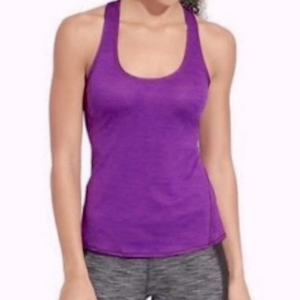 Athleta Purple Racer Back Cutout Top With Built In Bra Size S